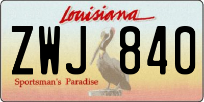 LA license plate ZWJ840