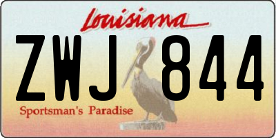 LA license plate ZWJ844