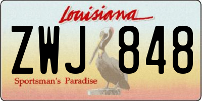 LA license plate ZWJ848