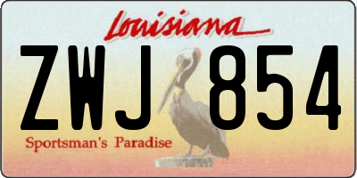 LA license plate ZWJ854