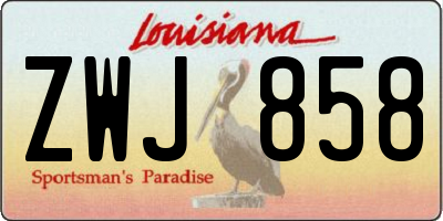 LA license plate ZWJ858