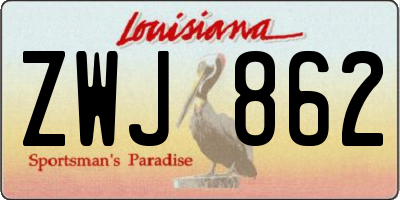 LA license plate ZWJ862