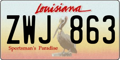 LA license plate ZWJ863