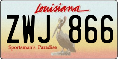 LA license plate ZWJ866