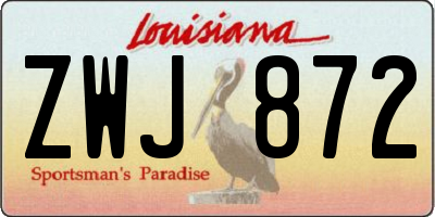 LA license plate ZWJ872