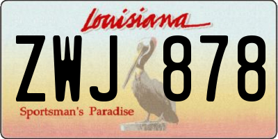 LA license plate ZWJ878