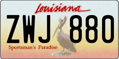 LA license plate ZWJ880