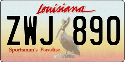 LA license plate ZWJ890