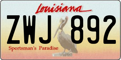 LA license plate ZWJ892