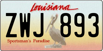 LA license plate ZWJ893