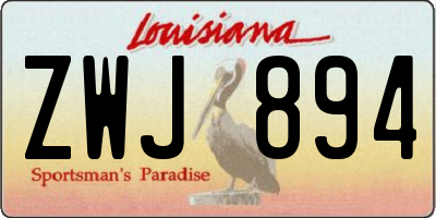 LA license plate ZWJ894