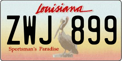 LA license plate ZWJ899