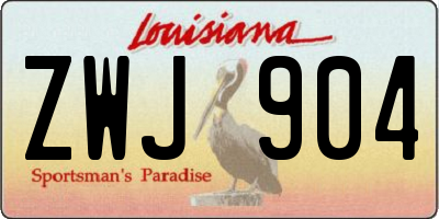 LA license plate ZWJ904