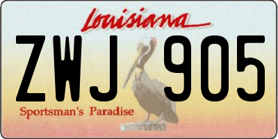 LA license plate ZWJ905