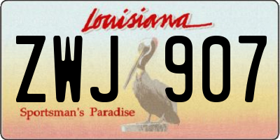 LA license plate ZWJ907