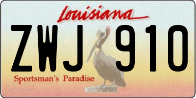 LA license plate ZWJ910