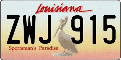 LA license plate ZWJ915