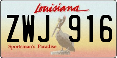 LA license plate ZWJ916