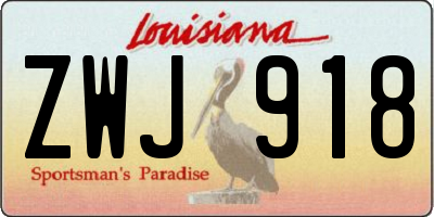 LA license plate ZWJ918