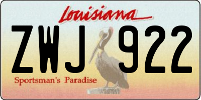 LA license plate ZWJ922
