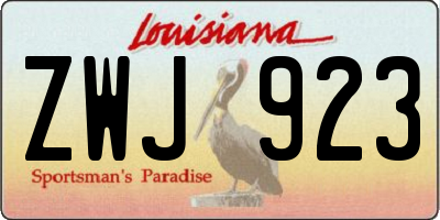 LA license plate ZWJ923