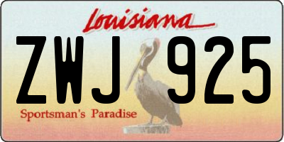 LA license plate ZWJ925