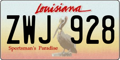 LA license plate ZWJ928