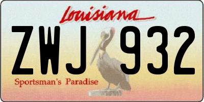 LA license plate ZWJ932