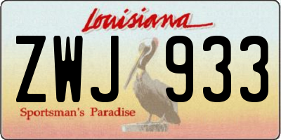 LA license plate ZWJ933