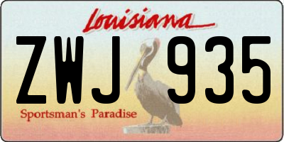 LA license plate ZWJ935