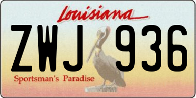 LA license plate ZWJ936