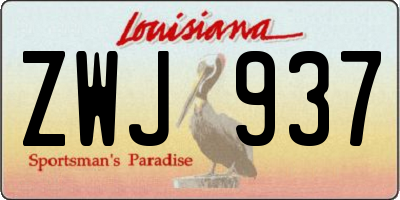 LA license plate ZWJ937