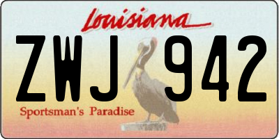 LA license plate ZWJ942