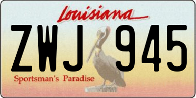 LA license plate ZWJ945