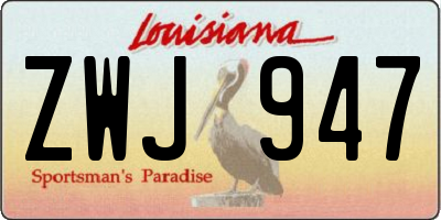 LA license plate ZWJ947