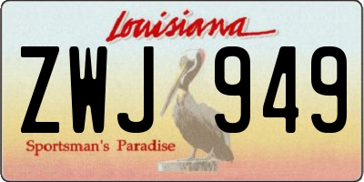 LA license plate ZWJ949