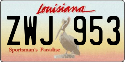 LA license plate ZWJ953