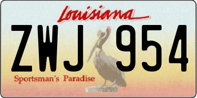 LA license plate ZWJ954
