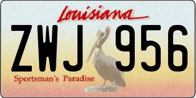 LA license plate ZWJ956