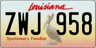 LA license plate ZWJ958