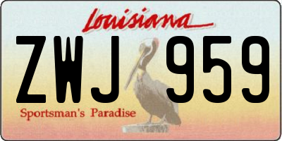 LA license plate ZWJ959