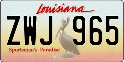 LA license plate ZWJ965