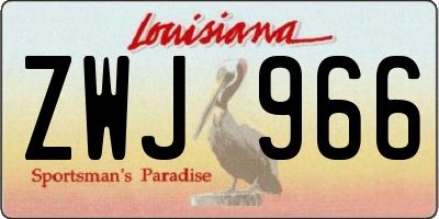 LA license plate ZWJ966