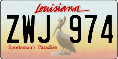 LA license plate ZWJ974