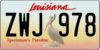 LA license plate ZWJ978