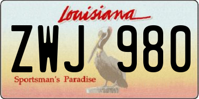LA license plate ZWJ980