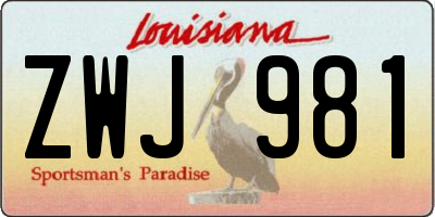 LA license plate ZWJ981
