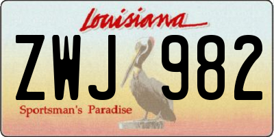 LA license plate ZWJ982