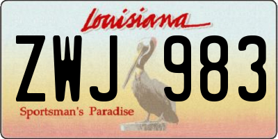 LA license plate ZWJ983