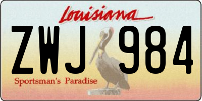 LA license plate ZWJ984